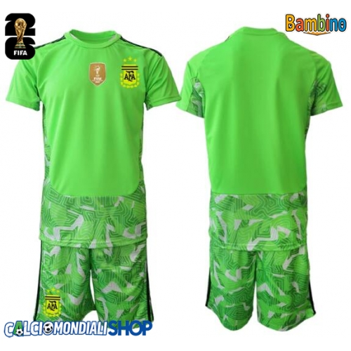 Maglie da calcio Argentina Portiere Seconda Maglia Bambino Mondiali 2026  Manica Corta + Pantaloni corti)